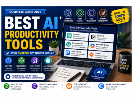 Best AI productivity tools in 2026 for writing, research, task management, meetings, automation, project management, and workplace productivity.